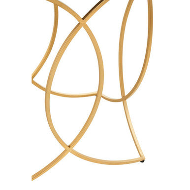 Black Marble Top Console Table with Curved Gold Finish Metal Frame, Kia