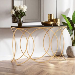 Kia Black Marble Console Table