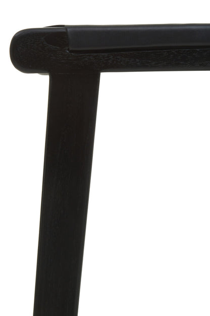 Kendari Black Leather and Teak Barstool