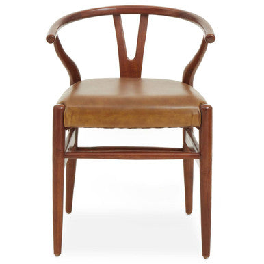 Kendari Tan Leather Wishbone Dining Chair - Image 9