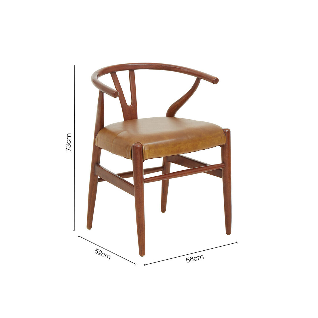 Kendari Tan Leather Wishbone Dining Chair - Image 10