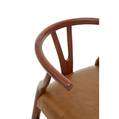 Kendari Tan Leather Wishbone Dining Chair - Image 5