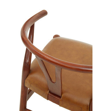 Kendari Tan Leather Wishbone Dining Chair - Image 8
