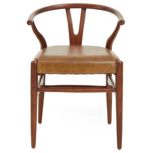 Kendari Tan Leather Wishbone Dining Chair