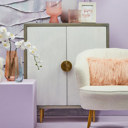Sareel Cream and Grey Mango Wood Two Door Cabinet
