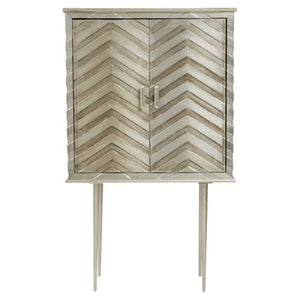 Sirsa Silver Finish Mango Wood Carved Cabinet