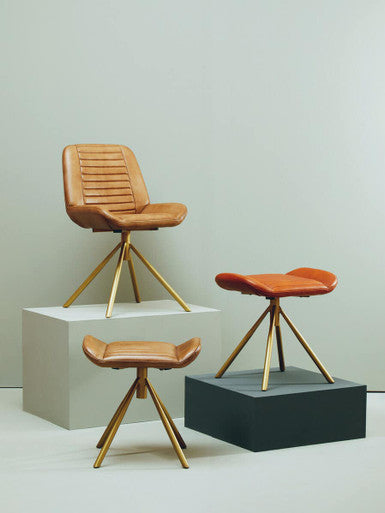 Buffalo Brown Leather Footstool