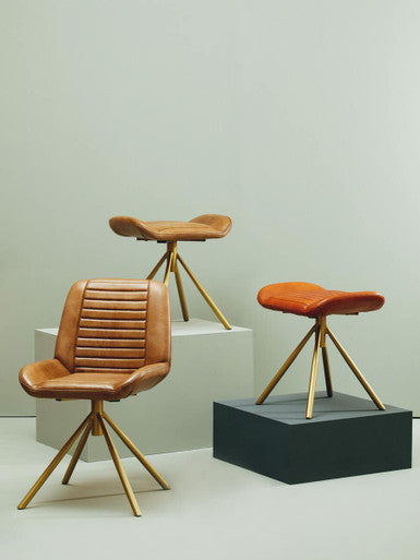 Buffalo Brown Leather Footstool