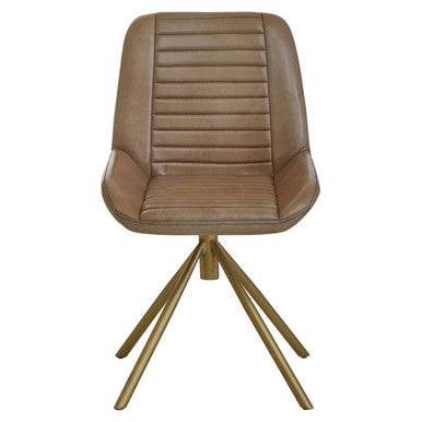 Brown swivel chair with a white background