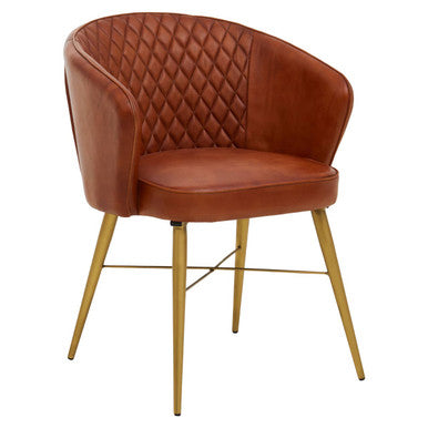 Buffalo Tan Leather Chair With Gold Finish Legs