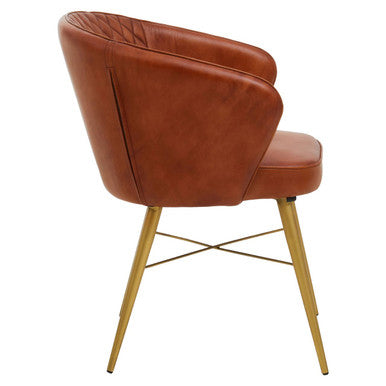 Buffalo Tan Leather Chair With Gold Finish Legs