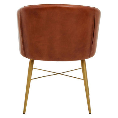 Buffalo Tan Leather Chair With Gold Finish Legs - Image 4
