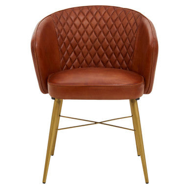 Buffalo Tan Leather Chair With Gold Finish Legs - Image 1