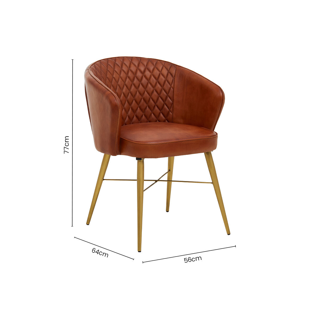 Buffalo Tan Leather Chair With Gold Finish Legs - Image 9