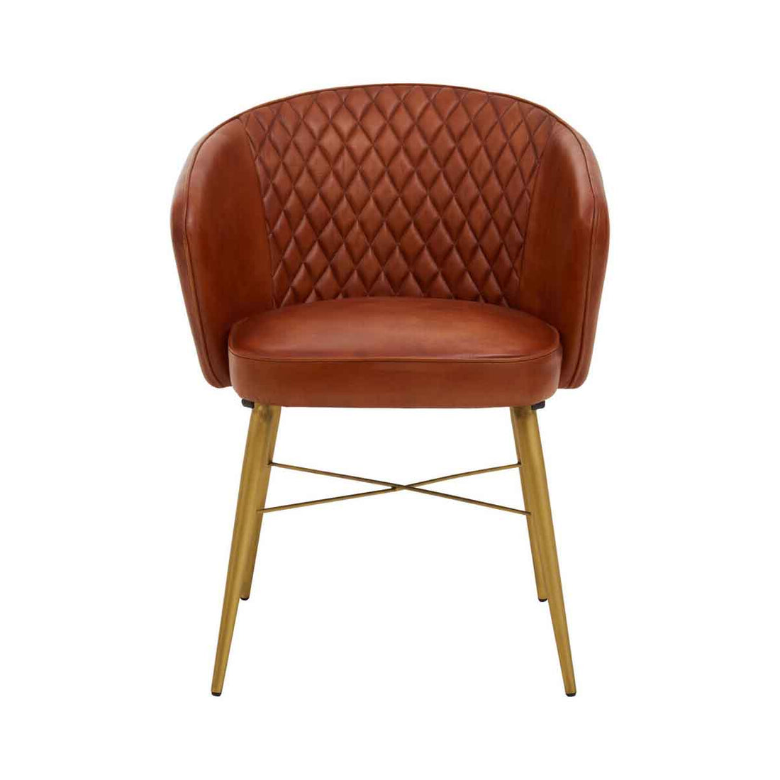 Buffalo Tan Leather Chair With Gold Finish Legs