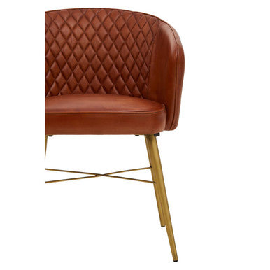 Buffalo Tan Leather Chair With Gold Finish Legs - Image 5