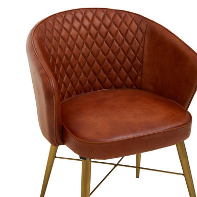 Buffalo Tan Leather Chair With Gold Finish Legs