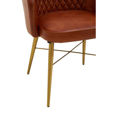 Buffalo Tan Leather Chair With Gold Finish Legs - Image 7