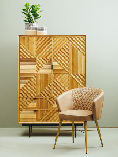 Buffalo Grey Leather Chair With Gold Finish Legs