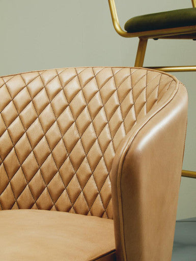 Buffalo Grey Leather Chair With Gold Finish Legs