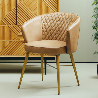 Buffalo Grey Leather Chair With Gold Finish Legs