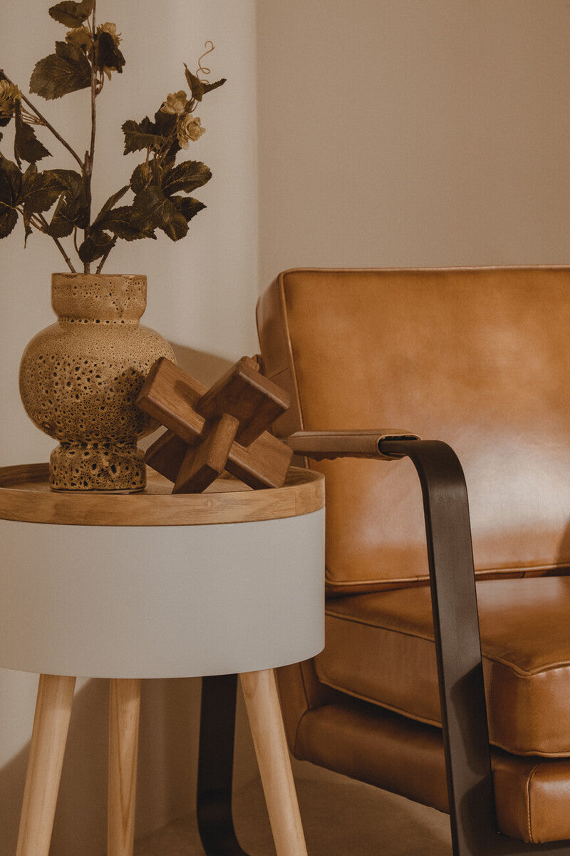 Buffalo Tan Leather Armchair With Black Iron Frame