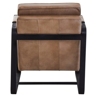 Buffalo Light Brown Leather Armchair With Black Iron Frame - Image 6