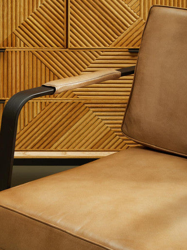 Buffalo Light Brown Leather Armchair With Black Iron Frame - Image 7