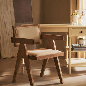 Cebu Ivory Fabric and Grey Wash Beech Wood Dining Chair