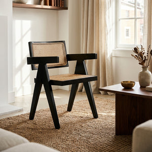 Cebu Natural Cane and Black Beech Wood Dining Chair