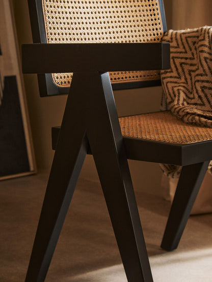 Cebu Natural Cane and Black Beech Wood Dining Chair - Image 13