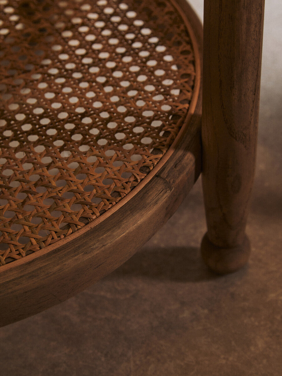 Cebu Natural Cane and Grey Wash Elm Wood Side Table