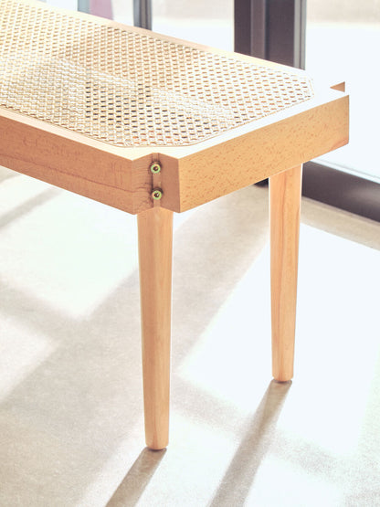 Cebu Natural Cane and Beech Wood Bench