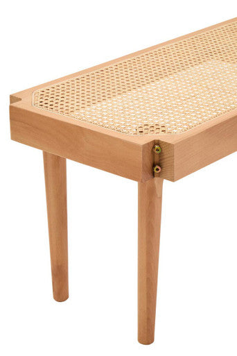 Cebu Natural Cane and Beech Wood Bench - Image 6