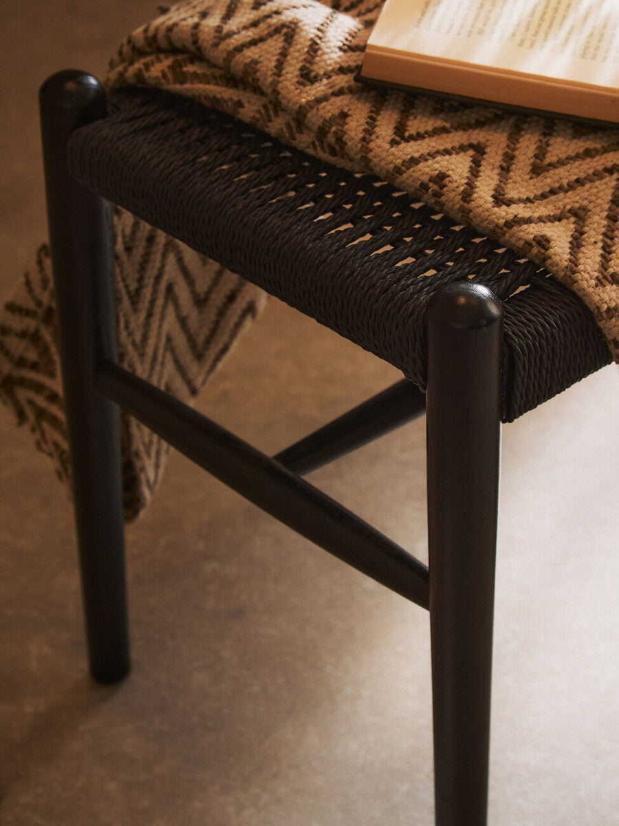 Cebu Black Rope and Elm Wood Bench