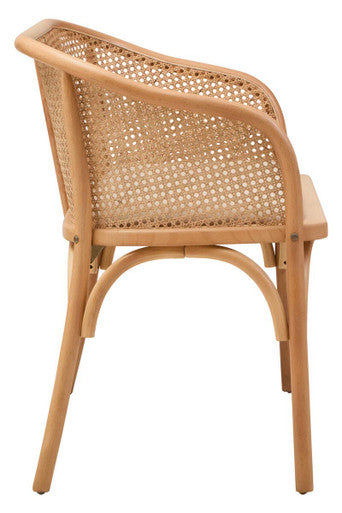 Cebu Natural Cane and Beech Wood Bench with Backrest