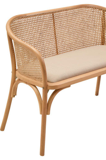 Cebu Natural Cane and Beech Wood Bench with Backrest