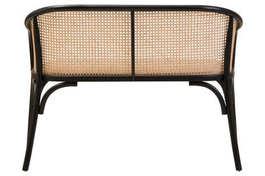 Cebu Natural Cane Bench with Black Beech Wood Frame