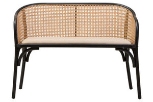 Cebu Natural Cane Bench with Black Beech Wood Frame