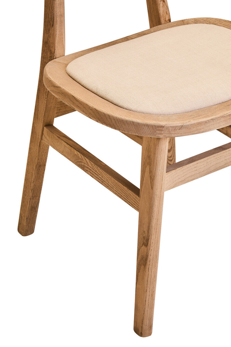 Cebu Beige Fabric and Grey Wash Elm Wood Dining Chair - Image 7
