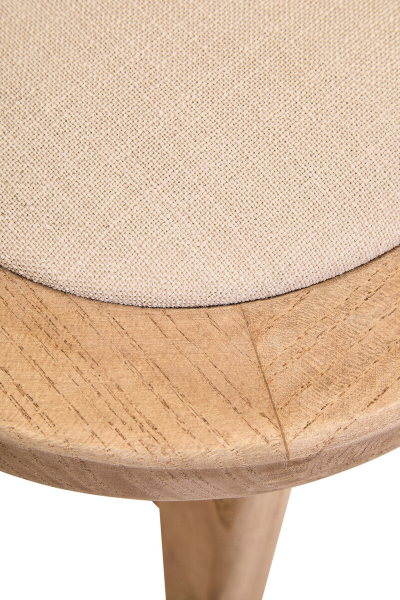 Cebu Beige Fabric and Grey Wash Elm Wood Dining Chair - Image 9