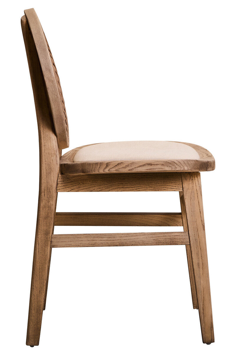 Cebu Beige Fabric and White Wash Elm Wood Dining Chair - Image 4