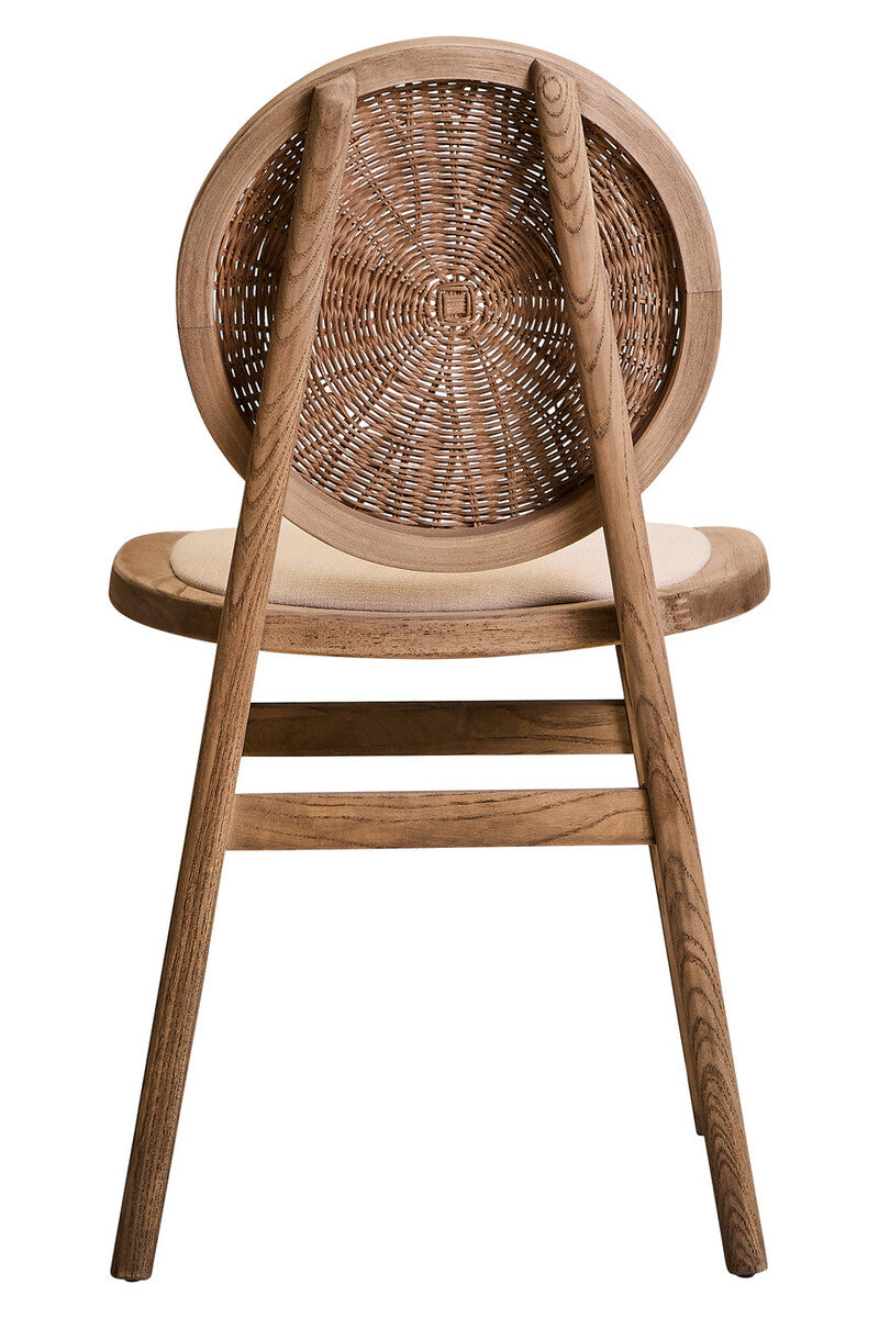 Cebu Beige Fabric and White Wash Elm Wood Dining Chair - Image 5