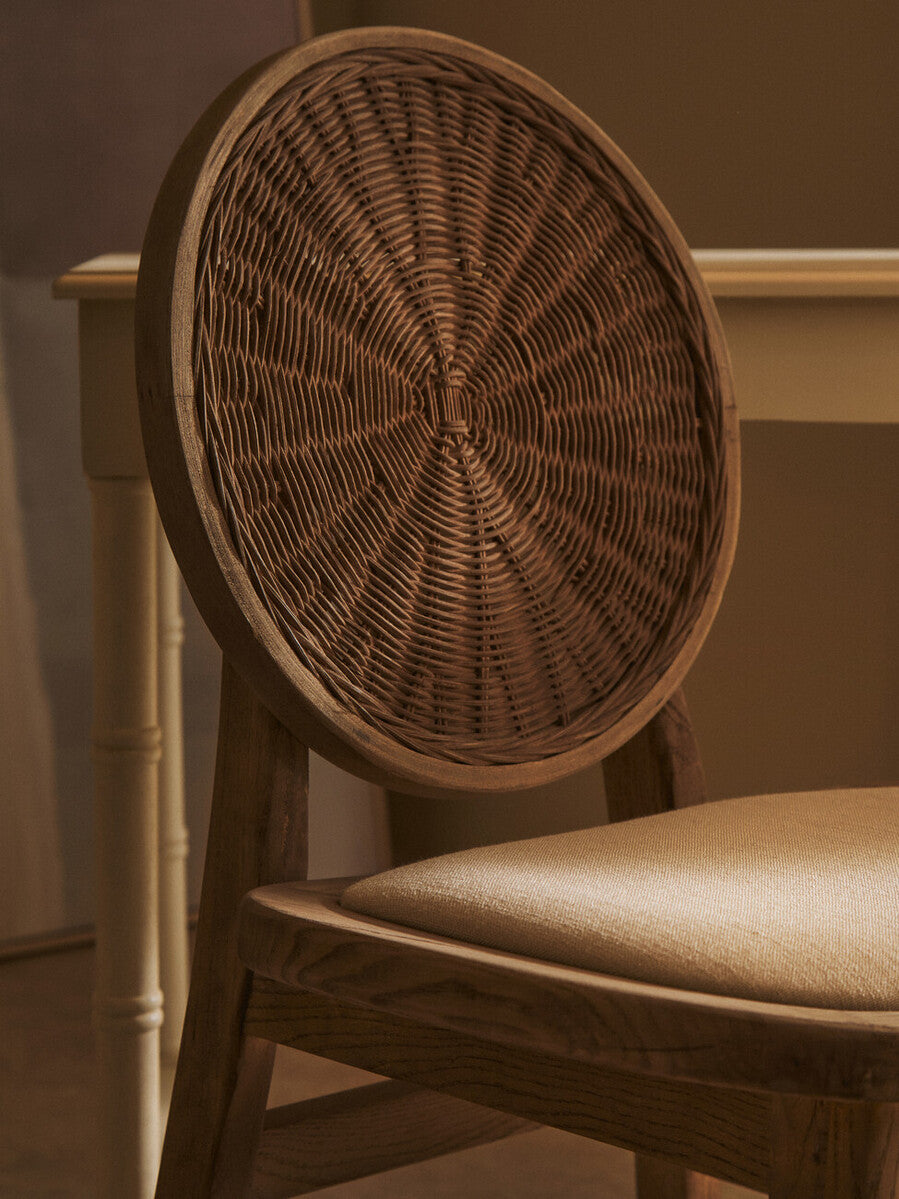Cebu Beige Fabric and White Wash Elm Wood Dining Chair