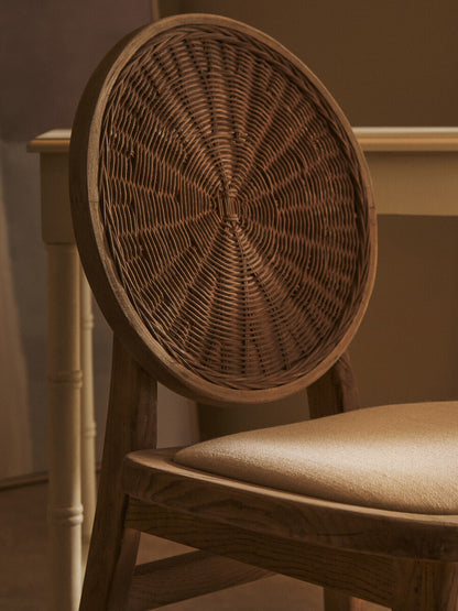 Cebu Beige Fabric and White Wash Elm Wood Dining Chair