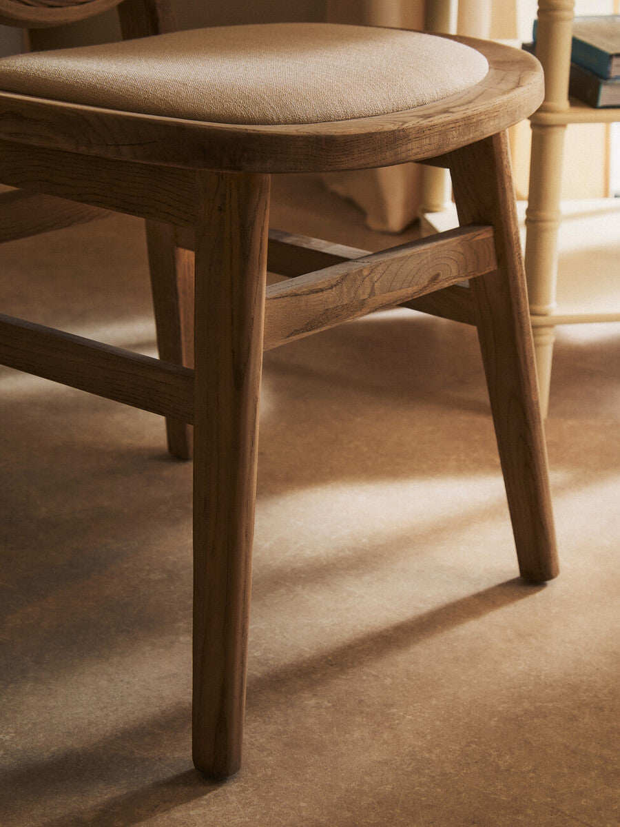Cebu Beige Fabric and White Wash Elm Wood Dining Chair