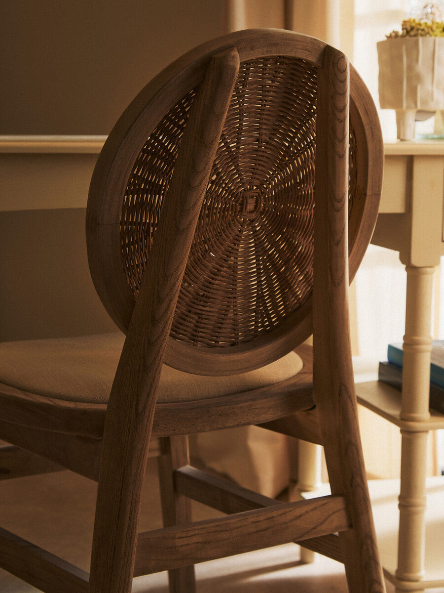 Cebu Beige Fabric and White Wash Elm Wood Dining Chair