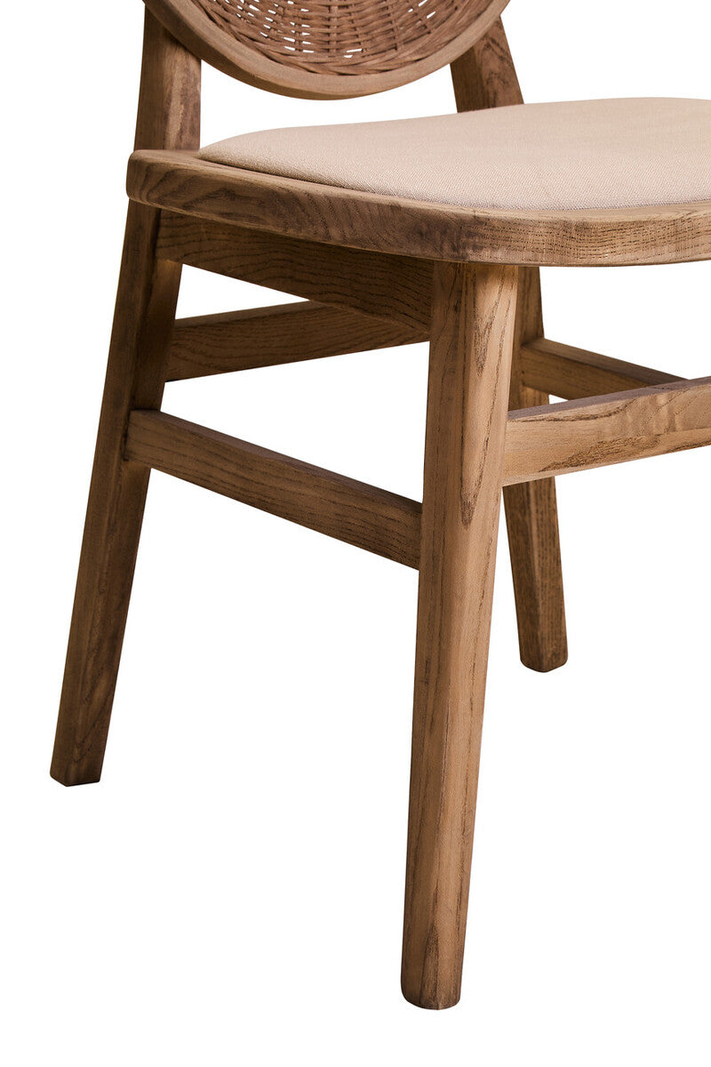 Cebu Beige Fabric and White Wash Elm Wood Dining Chair