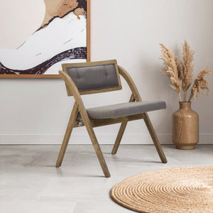 Cebu Grey Wash Wood Folding Chair with Fabric Seat