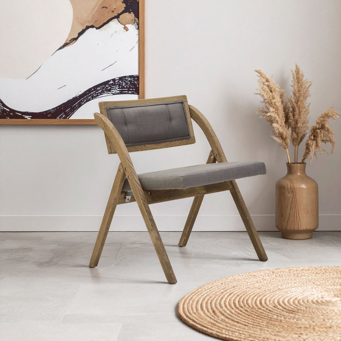 Cebu Grey and Black Elm Wood Folding Chair